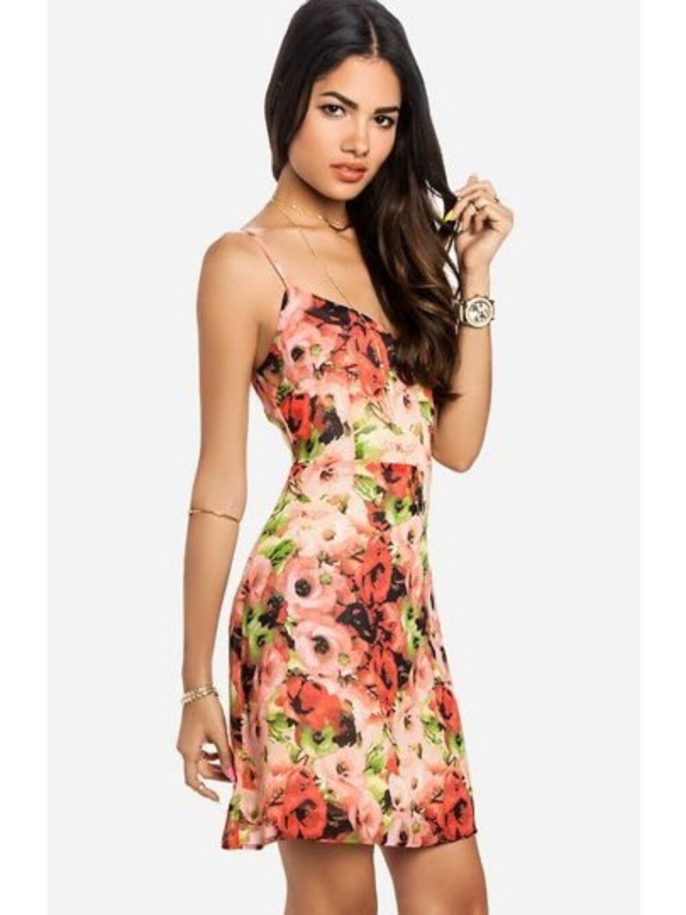 BB Dakota Loe Satin Printed Slip Mini Dress Floral Size 4